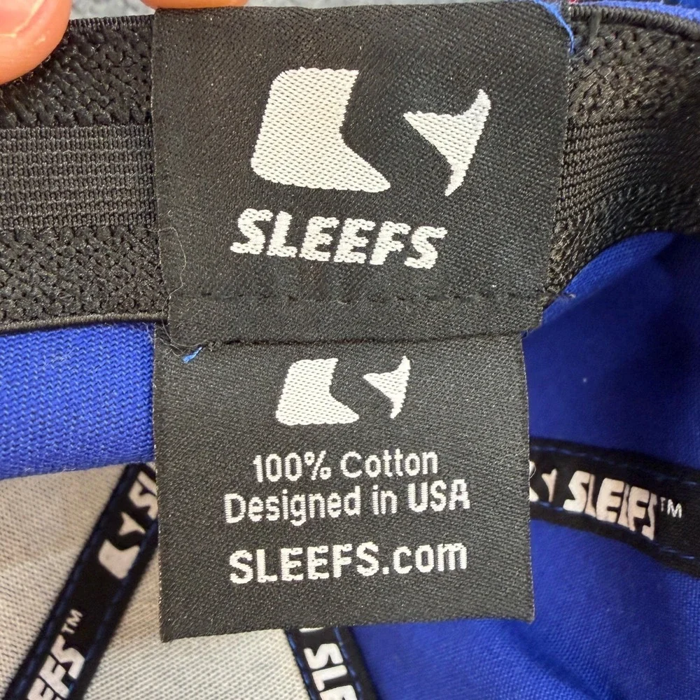 Sleefs Royal Blue USA Flag Shield Baseball Cap Hat 100% Cotton Flat Brim 1024